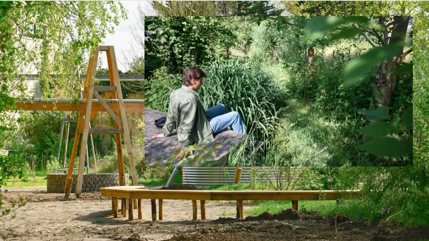 houten terrassen of een enkele tuinbank