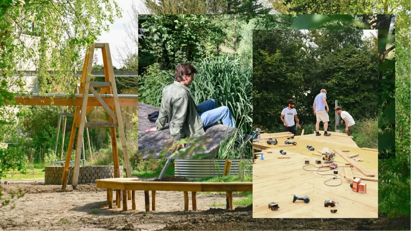 houten terrassen of een enkele tuinbank